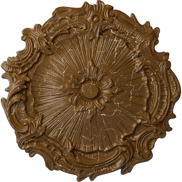 Ekena Millwork Plymouth Ceiling Medallion (Fits Canopies up to 1 5/8"), 16 3/4"OD x 1 3/8"P, Smokey Topaz Crackle CM16PLSTC - main